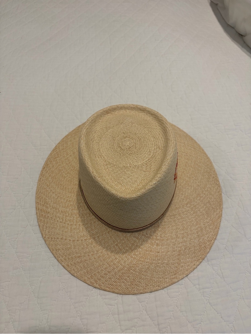 Freya Natural Straw Wide-Brim Hat with Embroidered Heart - Picture 3 of 4
